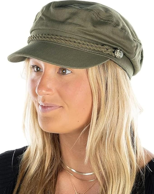 Funky Junque Newsboy Hat for Women – Trendy Greek Fisherman Cap, Classic Women's Baker Boy Newsies Hat, Ladies Fashion Caps