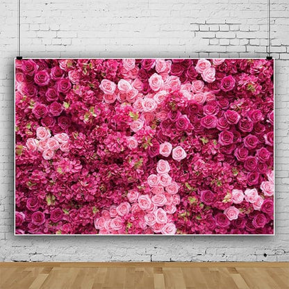 Hot Pink Red Rose Flower Backdrop Flower Wall Backdrop for Girls Woman Birthday Wedding Anniversary Bridal Shower Party Decorations Photo Booth Studio Props Vinyl 8x6ft