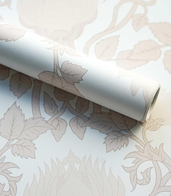 17.3"×236.2" Pink Wallpaper Peel and Stick, Floral Wallpaper for Bedroom Bathroom Self Adhesive Removable