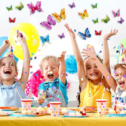 SAOROPEB 3D Butterfly Wall Decor, 48 Pcs Double Layer Butterfly Decorations for Party Decorations Locker Decor Refrigerator Decal, Reusable (Colorful)