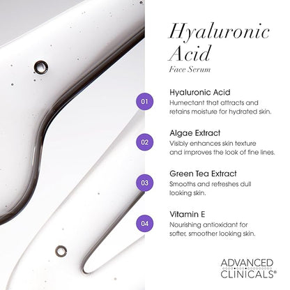 Advanced Clinicals 3 Pack Face Serum Essentials Set | Brightening Vitamin C, Firming Retinol, & Hydrating Hyaluronic Acid Serum Gift Box | Travel Size Gift For Women | Anti Aging Skin Care Products
