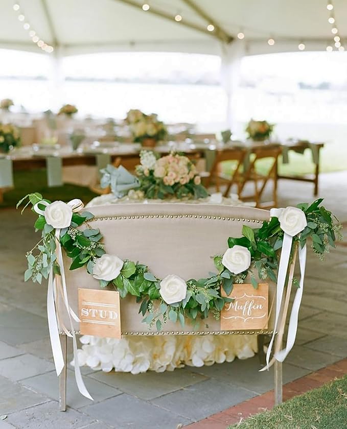 IPOPU Artificial Roses,25pcs White Glitter Roses Glitter Flowers Foam Roses with Stems for DIY Wedding Bridal Bouquet Home Party Decoration(White)