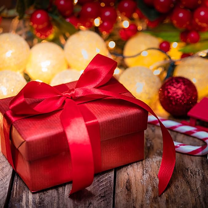 Double Face Satin Ribbon 1 inch X 25 Yards Polyester Red Ribbon for Gift Wrapping Very Suitable for Weddings Party Hair Bow Invitation Decorations and More