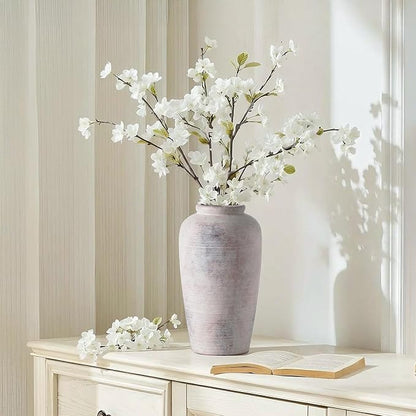 Large Rustic Ceramic Vase, 11 Inch Farmhouse Decorative Vases for Home Decor, Vintage Tall Flower Vase for Dining Table Centerpiece Living Room Kitchen Fireplace Mantle Bookshelf, Wabi Sabi Decoration