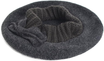 VECRY Lady French Beret 100% Wool Beret Floral Dress Beanie Winter Hat