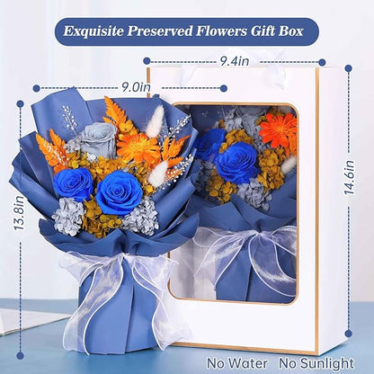 Forever Flowers for Delivery, Preserved Long Lasting Flower Bouquets, Blue Rose Bouquet for Mom, Wife or Girlfriend on Festivals Birthday Anniversary