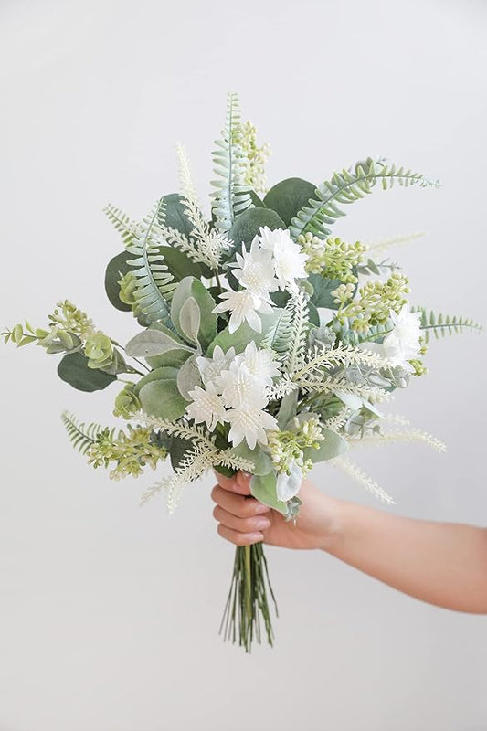 Serra Flora Artificial Greenery Spray Box Set(Pack of 46pcs) with 7 Kinds of DIY Wedding Bouquet Filler Table Centerpieces and Floral Arrangement (Dusty Green)