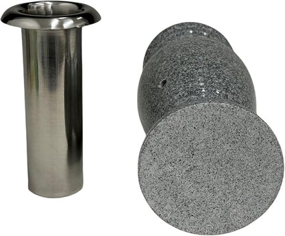 Memorial Cemetery Flower Vase - Real Granite (Grey Granite), with Stainless Steel Inner, Grave Marker, Decorations for Gravesite, Headstone Flowers Holder, Garden Lawn & Yard (4.5x4.5x10)