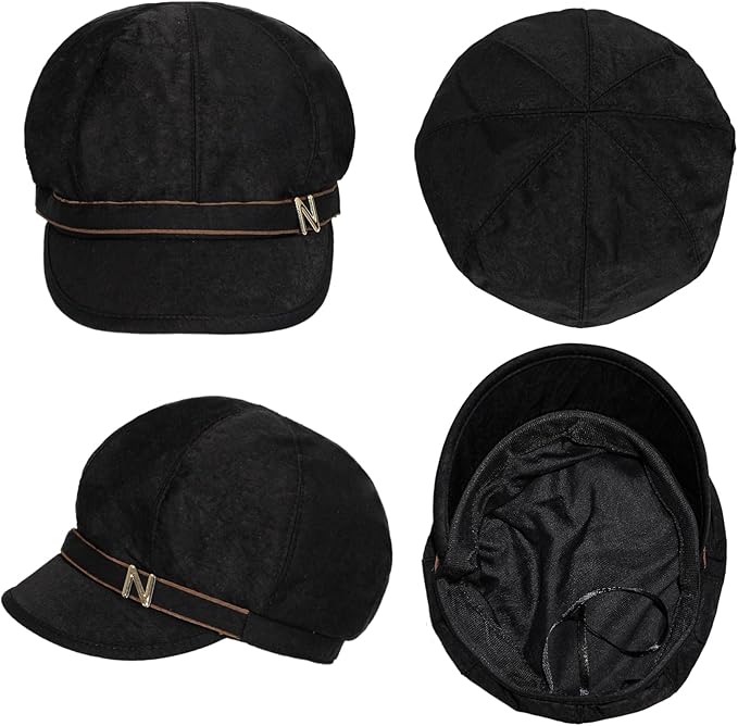 Women Retro Classic Visor Newsboy Cabbie Cap Beret Hats with Flower Buckle for Woman Ladies