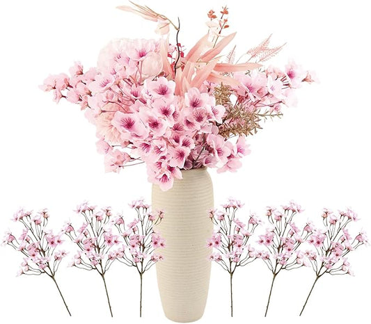 6-Pack 16" Pink Silk Cherry Blossom Branches Flores artificiales para decoracion for Spring Decor Japanese Garden Weddings Home Bedroom Table Centerpieces & Party Decor