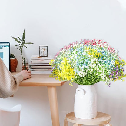 JIFTOK Babys Breath Artificial Flowers, 24 Pcs Fake Flowers Gypsophila Bouquet Fall Flowers Artificial for Decoration, Real Touch Silk Flower for Wedding Christmas DIY Party Home Garden (Mix Color)