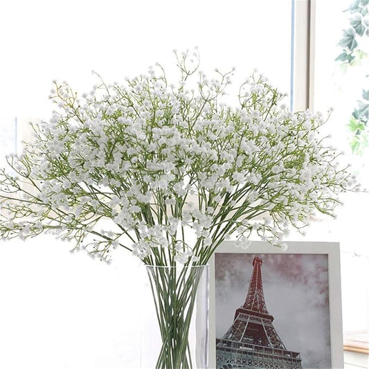 9 Pack Real Touch Artificial Baby's Breath Flowers - 21" Bendable Stems for Wedding Bouquets, Home Centerpieces & Outdoor Decor (Waterproof, Dustproof, White)