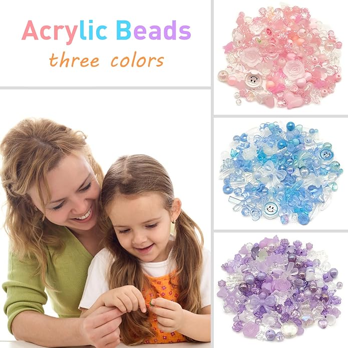 300 Grams Beads Charms Pendants, Acrylic Beads Charms for Jewelry Making Bracelet Necklace Earrings Bangles, DIY Art Craft
