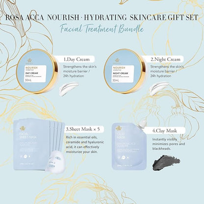 Ylang 23 Pcs Facial Skin Care Kit, Bath and Body Gifts for Women & Men, Spa Kit, Gift Baskets, Birthday Gifts For Women, Cream, Face Oil, Sheet Mask, Gel Eye Mask, Christmas, Valentines, Mother Day