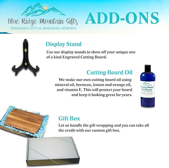 Blue Ridge Mountain Gifts Personalized Laser Engraved Wooden Cutting Board New Home Essentials - Customized Chopping Board for Weddings, Anniversaries, Birthdays - Unique Christmas Gift