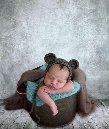 Professional Abstract Portrait Photography Backdrop,Wall with Wood Floor Backdrop for Kids Photography Baby Newborn Cake Smash Photo Shoots Hypoallergenic Fabric Photography Props(Grey-8x12ft)