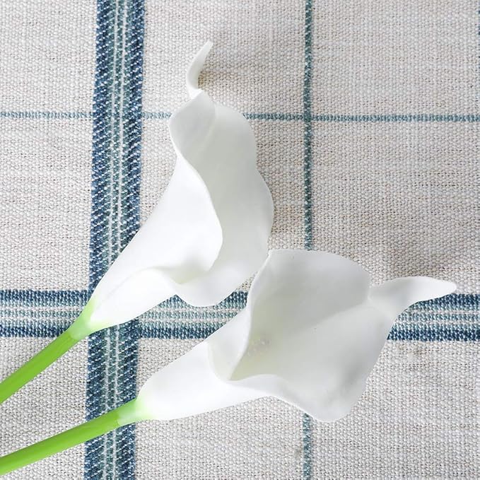 DuHouse 20Pcs Artificial Calla Lily Flower Real Touch Latex Flowers for DIY Wedding Bouquet Party Home Decor (Pure White)