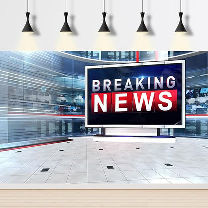 Breaking News Backdrop TV News Broadcast Hall Studio Background News Room Broadcasting Photography Background Program Record News Report Business Newsman Backdrop Kids Portrait Photo Props 15x10ft