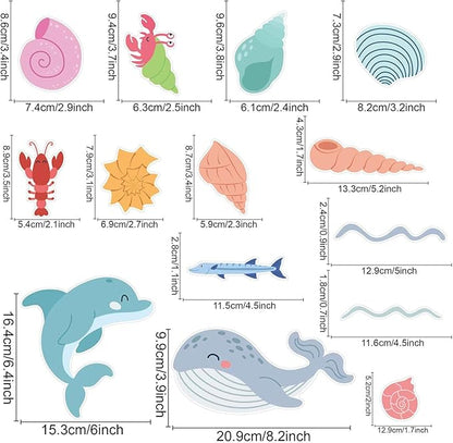 58Pcs Ocean Adventure Wall Stickers - Removable Under The Sea Nursery Decor, Peel & Stick Marine Animal Wall Decals for Kids' Bedroom & Playroom