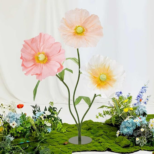 B-COOL Artificial Giant Flowers for Wedding Decoration: 5.58 ft White Champagne Huge Flowers Pink Large Paper Flower Faux Floral for Party Reception Arrangements Background Decor