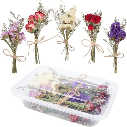 10 Pack Dried Flower Bouquets Mini Dried Flower with Stem Forget Me Not Dried Embossing Natural Flower Bundles Artificial Flower Dried Floral Arrangement for Vase DlY Wedding Decor (Forget Me Not)