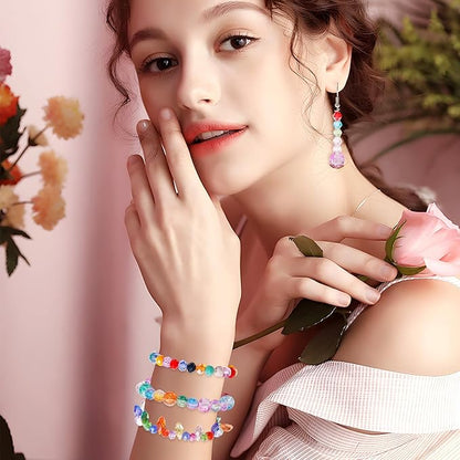 1000PCS Multicolor Glass Beads Rainbow Crystal DIY Bracelets Beads for Jewelry Necklace Wristband Earring Key Chain Crafts Kit (Colorful)