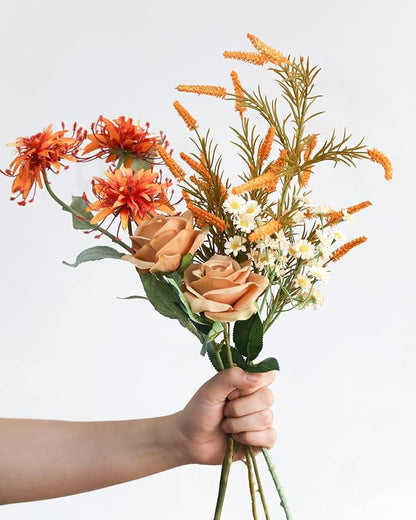 DuHouse 10pcs Fake Roses Artificial Silk Flowers Faux Rose Flower Long Stems Bouquet for Arrangement Wedding Centerpiece Party Home Kitchen Decor (Coffee)