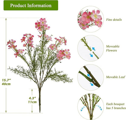 Spring Decorations for Home Fake Flowers Hydrangea Artificial Plants Indoor Mantle Decor Plastic Flowers Artificial Plants Outdoor Garden Decor Hanging Plants 6pcs（Pink） Flowers