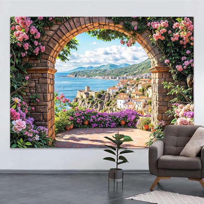 Garden Backdrop, Colorful Flower Floral Blossom Newborn Baby Shower Party Supplies Decoration Background Portrait Photoshoot Home Wall Decor Photo Studio Props 8x6ft