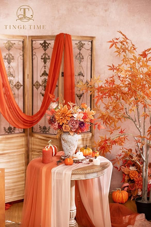 TINGE TIME Artificial Flowers Maple Red Flower Combo for DIY Autumn Wedding Bouquets Table Centerpieces Arrangements Party Baby Shower Home Fall Decorations