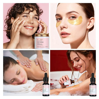 Christmas Gifts for Women, Spa Gifts 28pcs Rose Facial Skin Care Set for Women, Face Cream, Bath Oil, Serum, Shower Accessories - Bath and Body & Facial Kit - Birthday, Valentine's, Bridal Shower