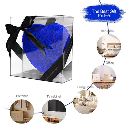 JoyFlower About 140pcs Preserved Roses Gift, Real Dark Blue Eternal Roses for Mom, Long Lasting Forever Flowers with Gift Box for Women Girlfriend Wife in Valentines Mother's Day Birthday Anniversary