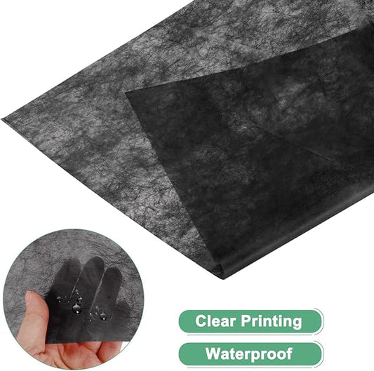 M METERXITY 38-Sheet Korean Cotton Wrapping Flower Paper, 11.8 Inch Waterproof Floral Wrapping Cotton Paper for Bouquets/Gift Packaging [Black]