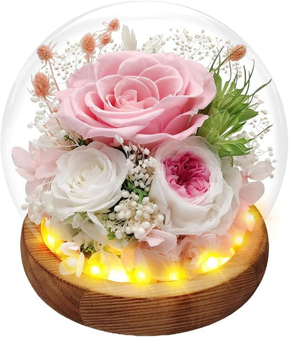 Preserved Rose Forever Flowers in Glass Dome Gifts for Women, Long-Lasting Real Flowers，Red Eternal Rose Birthday Gifts for Mom Valentines Day Anniversary for Wife Girlfriend