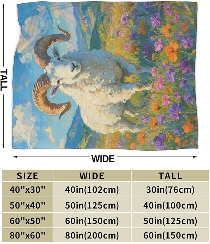 Goat Blanket Goat Throw Blanket Animal Soft Cozy Fleece Fuzzy Stuffed Plush Flannel Gifts for Girls Women Boys Kids Adults 40''x50''