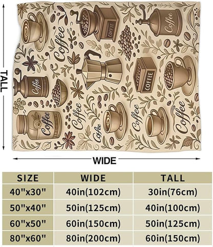 Coffee Blanket Cafe Throw Blanket Food Soft Cozy Fleece Fuzzy Stuffed Plush Flannel Gifts for Girls Women Boys Kids Adults 40''x50''