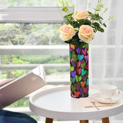 Flower Vase Clear Plastic Cylinder Vases Decor for Centerpieces Home Storage Office Weddings Black Love 11.8 x 3.9 in