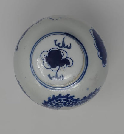 Festcool Retro Antique Like Style Blue and White Porcelain Dragon Ceramic Covered Jar Vase, China Ming Style, Jingdezhen (6.5 inches H)