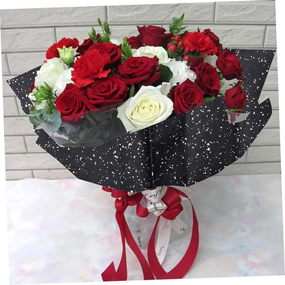 GALPADA 10Pcs Metallic Dot Pattern Flower Wrapping Paper for DIY Bouquets and Packaging Floral Paper for Christmas Birthday Wedding Crafts and Seasonal Presents