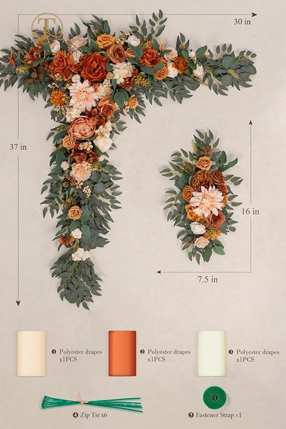 TINGE TIME Artificial Arch Flowers Kit Pack of 5, Fall Wedding Decorations for Reception with Hanging Flowers, Wedding Arch Silk Floral Arrangements Ceremony Backdrop Bridal Shower Outdoor Party Decor