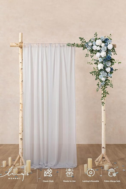 Ling's moment Wedding Arch Flowers - 6.5FT Floral Garland for Ceremony Arbor Backdrop Decoration - Artificial Rose Floral Swag for Sweetheart Table Birthday Party, Baby Shower, Dusty Blue Navy