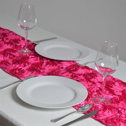 Efavormart Wonderland Rosette Premium Table Runners for Weddings Party Banquets Decor Fit Rectangle and Round Table - Fushia