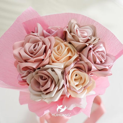 HUIHUANG Rose Pink Ribbon 1-1/2" Dusty Rose/Rose Gold/Rose Pink/Rosy Mauve/Vanilla/Peach Satin Ribbons for Wedding Flower Bouquet Bows Bridal Gift Wrap and Crafts- 6 Rolls, Total 30 Yards