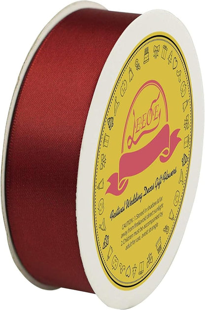 Double Face Satin Ribbon 1 inch X 25 Yards Polyester Burgundy Ribbon for Gift Wrapping Very Suitable for Weddings Party Hair Bow Invitation Decorations and More