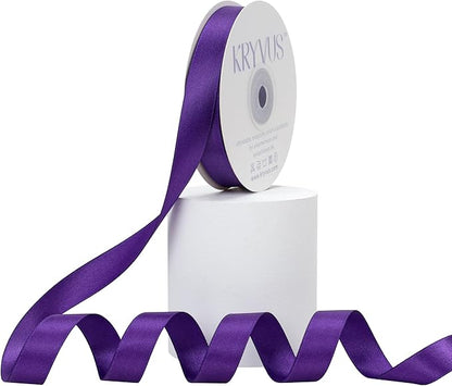 Purple Satin Ribbon, Double Faced 5/8 Inch X 25 Yards Purple Ribbon, Premium Satin Ribbon for Gift Wrapping, Crafts, Hair Bow Making, Sewing, Flower Bouquet, Wedding Party Decor