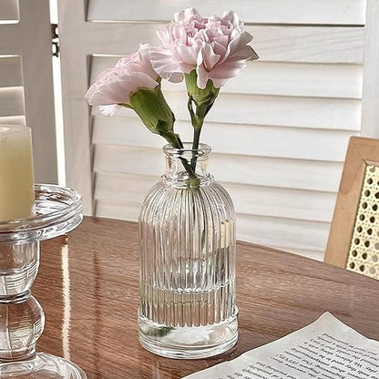 Sorandy 36 Glass Bud Vases, Transparent Multiple Shapes Vintage Embossed Flower Vase Set with Thick Sturdy Crystal Clear Glass for Wedding Home Decor Table Setting