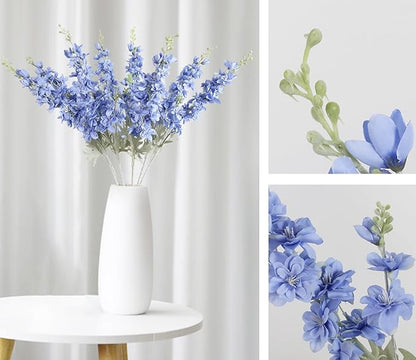8PCS Blue Delphinium Artificial Flowers for Tall Vase 33.5in Long Stem Larkspur Artificial Flowers Fake Silk Flowers Bulk for Home Wedding Floral Arrangement Centerpiece Table Decoration (Blue)