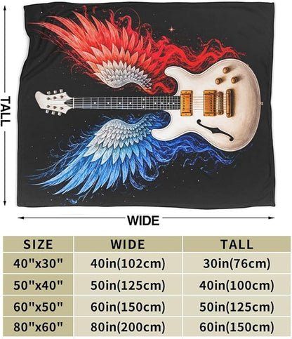 Guitar Blanket Music Throw Blanket Musical Instrument Soft Cozy Fleece Fuzzy Stuffed Plush Flannel Gifts for Girls Women Boys Kids Adults 60"X80"