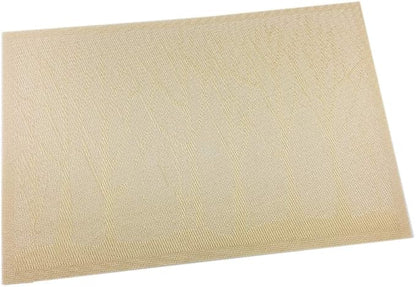 Gugrida Place Mats PVC Set of 6, Table Placemats Set of 6 PVC Washable Woven Vinyl Place Mats Heat Insulation Top Meal Mat Table Mats Natural Color (6 pcs, Gold Tree), 18 x 12 inch