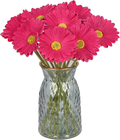 IPOPU Daisies Flowers Artificial,20PCS Gerbera Daisy Artificial Flowers Fake Daisies for Wedding Party Office Home Decorations(Rose Red)